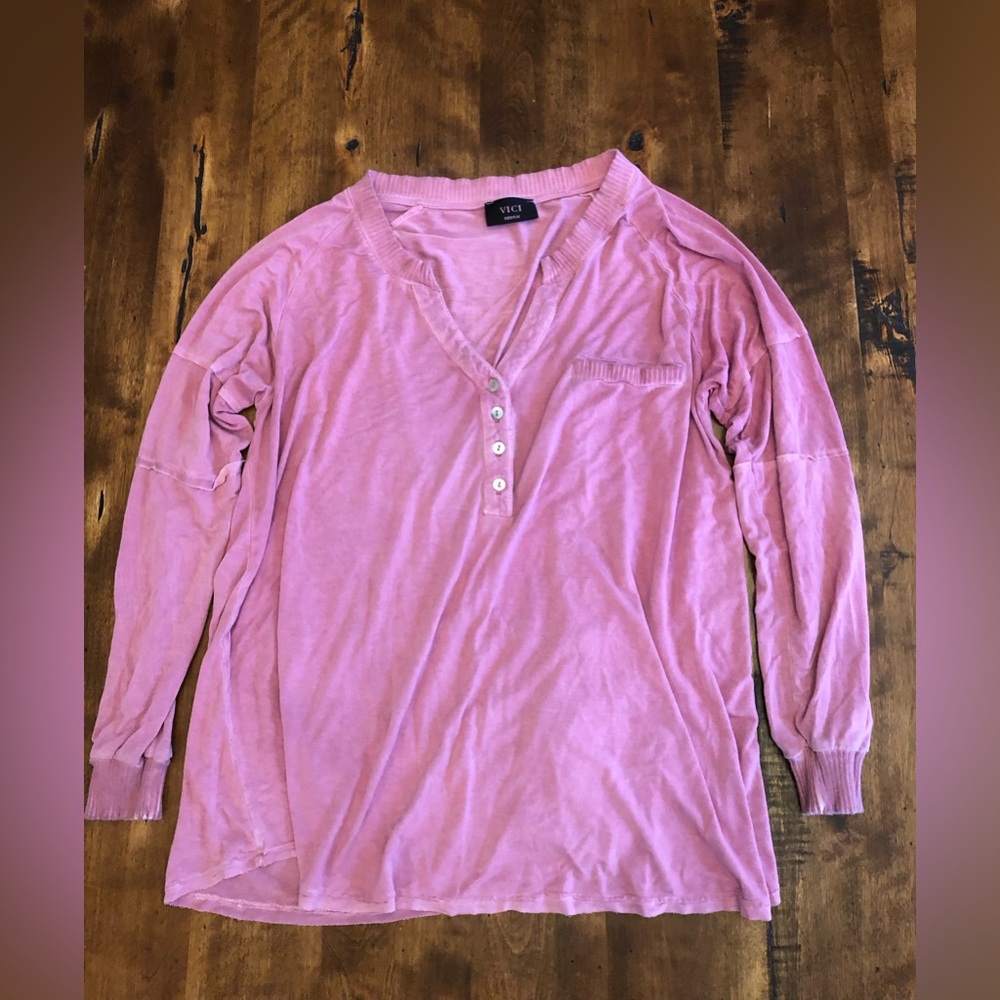 Vici Long Sleeve Henley Shirt